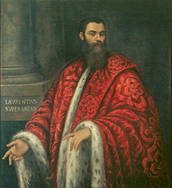 Bildnis eines bärtigen Mannes in pelzbesetzter Robe. a Domenico Tintoretto