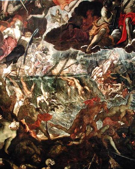 The Last Judgement, detail of the damned in the River Styx and Charon's boat full of passengers a Domenico Tintoretto
