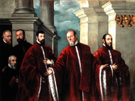 Portrait of Three Lawyers and Three Notaries a Domenico Tintoretto