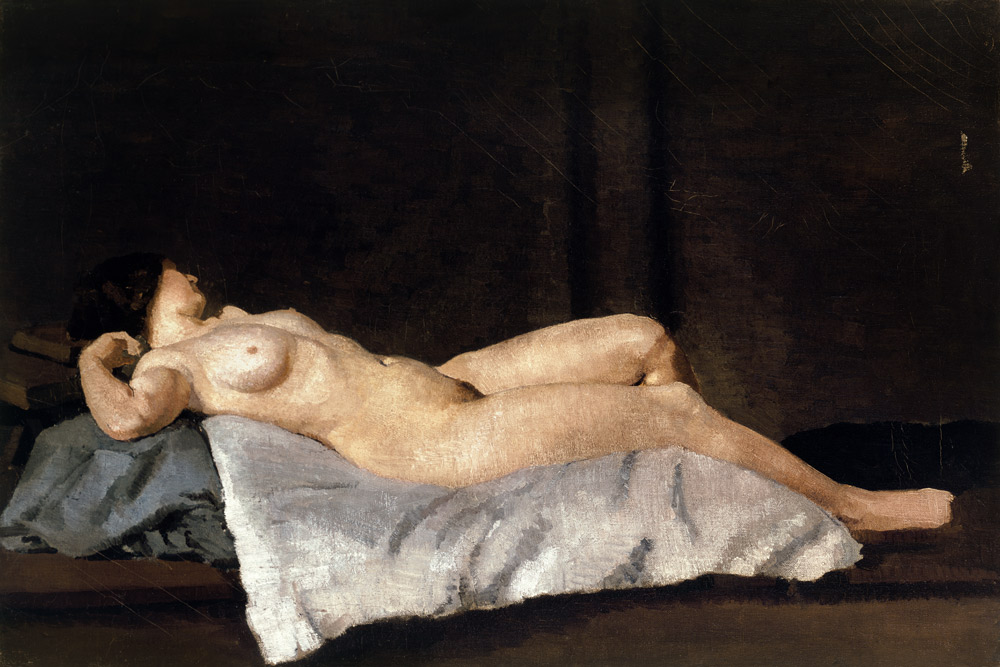 Female Figure Lying on Her Back, 1912 (oil on canvas) a Dora Carrington