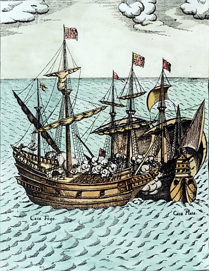 A Spanish Treasure Ship Plundered Francis Drake (c.1540-96) in the Pacific a Dutch School