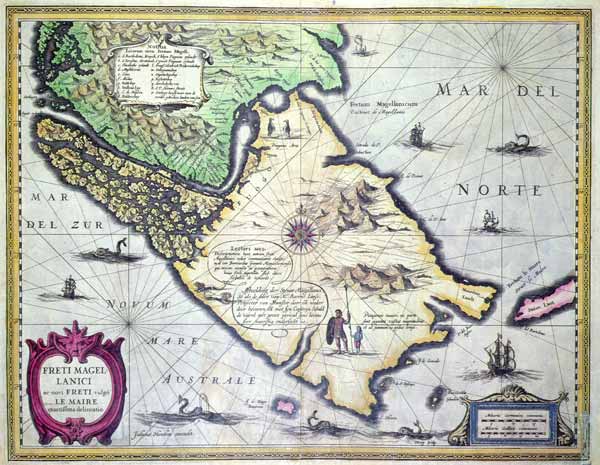 Map of the Magellan Straits, Patagonia a Dutch School