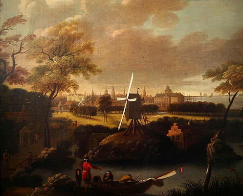 View of New York (oil on canvas) a Dutch School, (17th century)