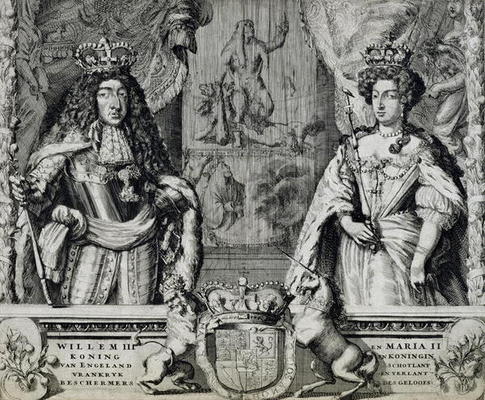 William III (1650-1702) and Mary II (1662-94), c.1688-94 (engraving) a Dutch School, (17th century)