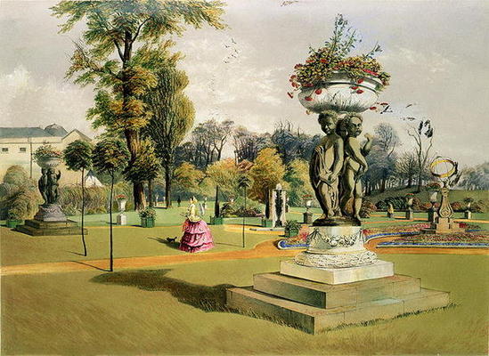 The Terrace Garden, Woburn Abbey (chromolitho) a E. Adveno Brooke