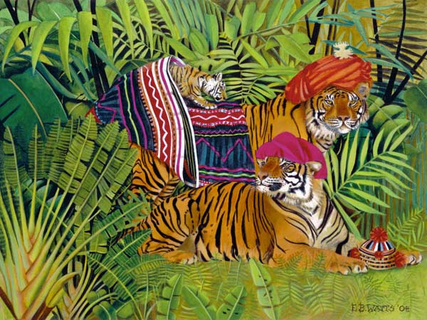 Tiger family with Thai Clothes a E.B.  Watts
