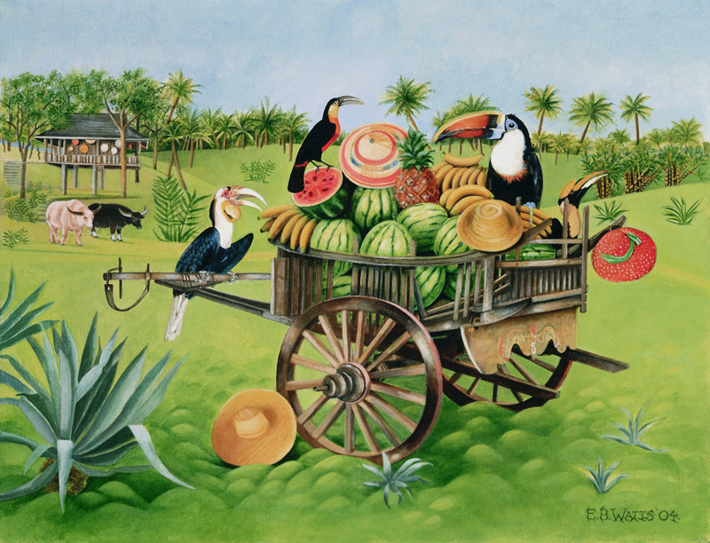 Toucans and Watermelons in Old Thai Cart a E.B.  Watts