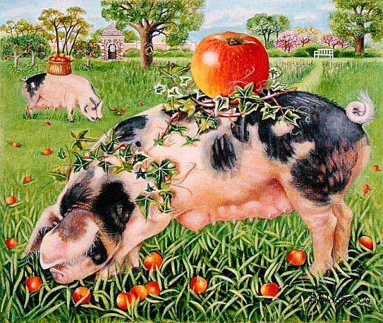 Gloucester Pigs, 2000 (acrylic on canvas)  a E.B.  Watts
