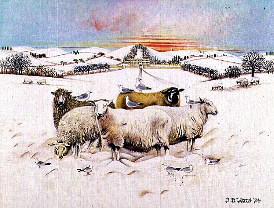 Sheep in front of Lyme Park a E.B.  Watts