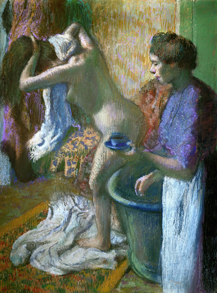 Breakfast after a bath, 1883 (pastel on paper) a Edgar Degas