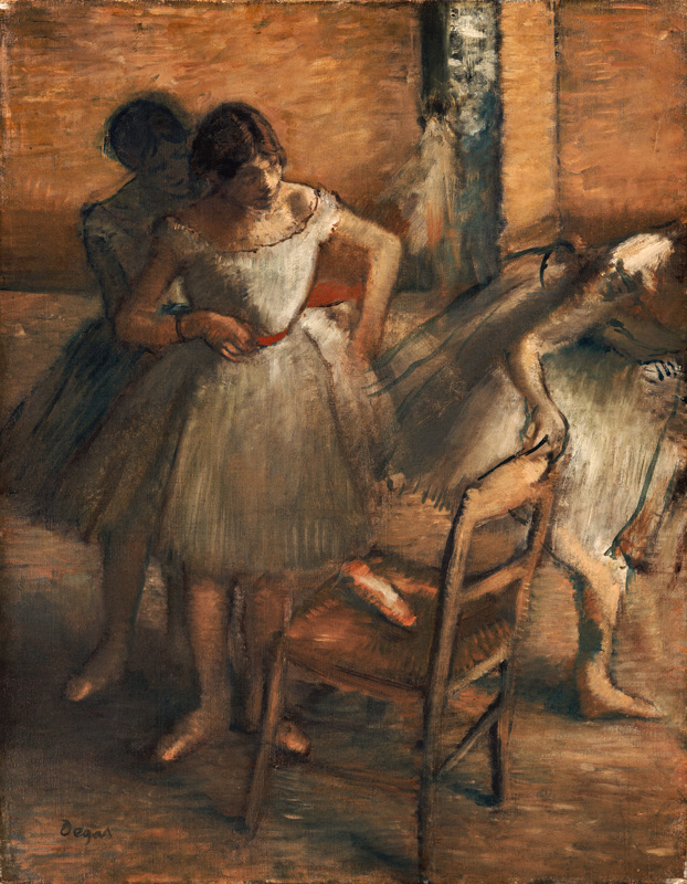 Dancers, 1895-1900 (oil on canavs) a Edgar Degas
