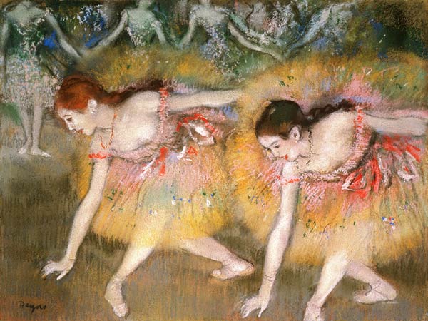 Dancers Bending Down a Edgar Degas