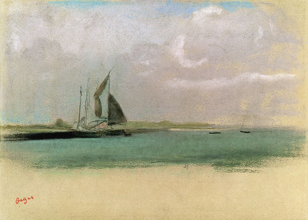 Barche di pescatori rientrando al porto a Edgar Degas