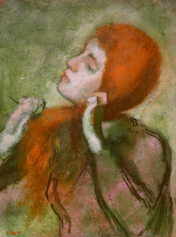 Woman combing her hair a Edgar Degas