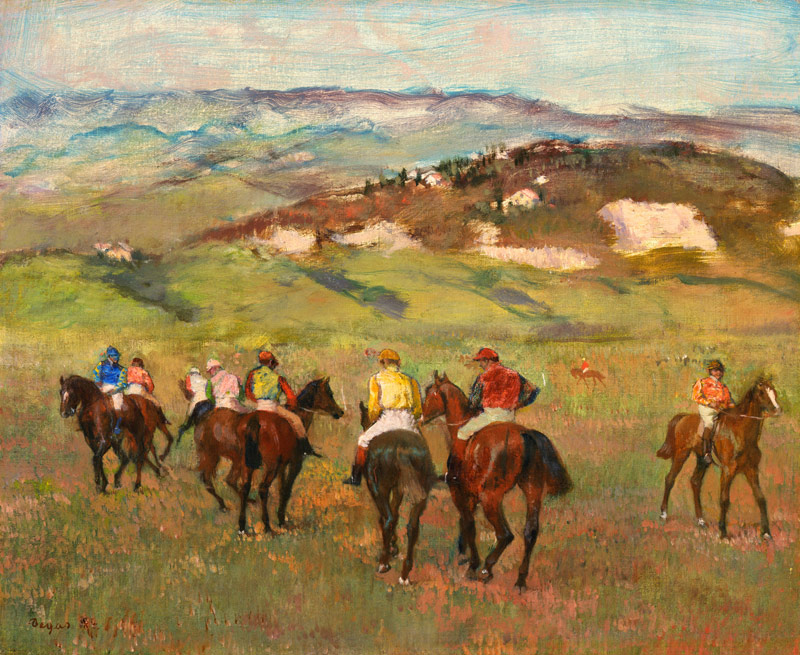 Jockeys on Horseback before Distant Hills a Edgar Degas