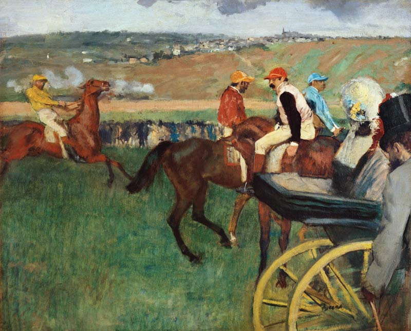 Coach on the racecourse. a Edgar Degas