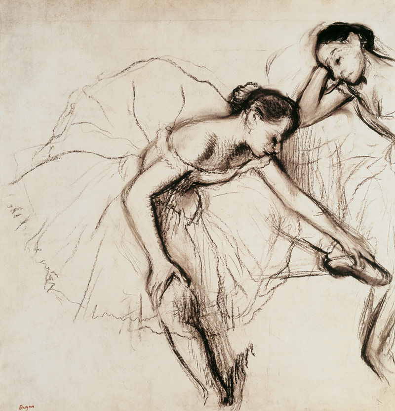 Due ballerine si riposano a Edgar Degas