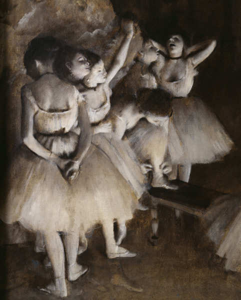 Ballet rehearsal on stage a Edgar Degas
