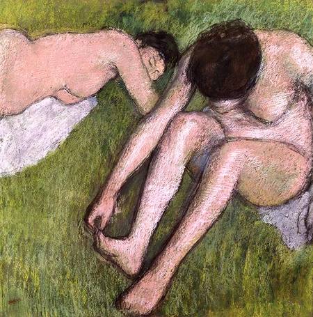 Two Bathers on the Grass a Edgar Degas
