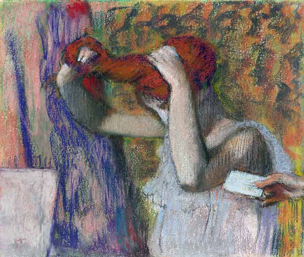 Frau beim Frisieren, der Brief a Edgar Degas