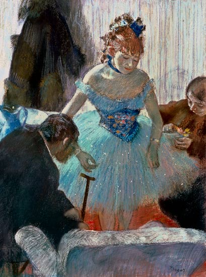 Dancer in her dressing room a Edgar Degas