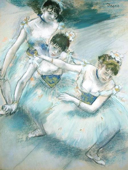 Three Dancers in a Diagonal Line on the Stage a Edgar Degas