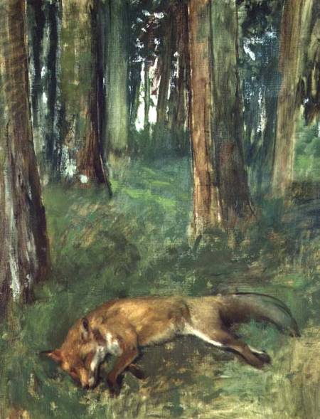 Dead fox lying in the Undergrowth a Edgar Degas