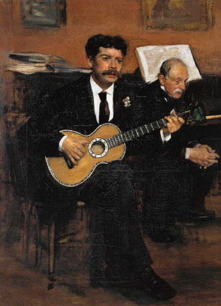 The guitarist Lorenzo Pagans and the father of the artist. a Edgar Degas