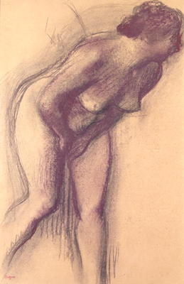 Female Standing Nude (charcoal and pastel) a Edgar Degas