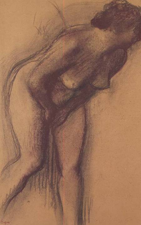 Female Standing Nude (charcoal and pastel) a Edgar Degas
