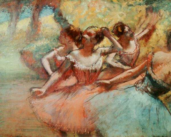 Quattro ballerine sul palco a Edgar Degas