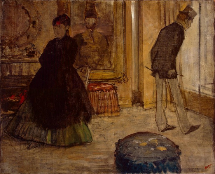 Interior with Two Figures a Edgar Degas