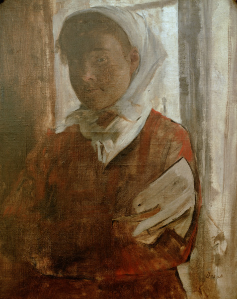 Woman w.white head scarf a Edgar Degas