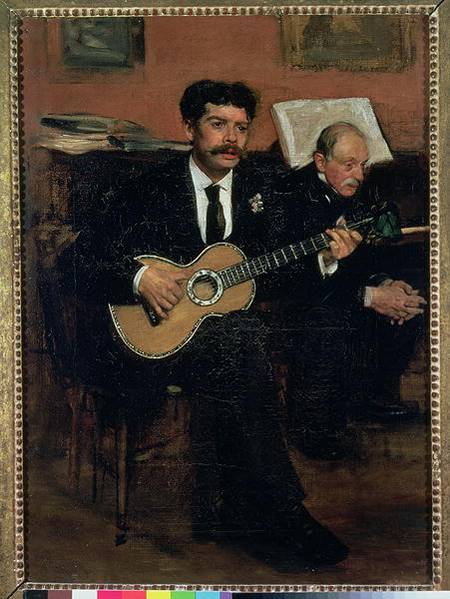 Portrait of Lorenzo Pagans (1838-83), Spanish tenor, and Auguste Degas (1807-74), the artist's fathe a Edgar Degas