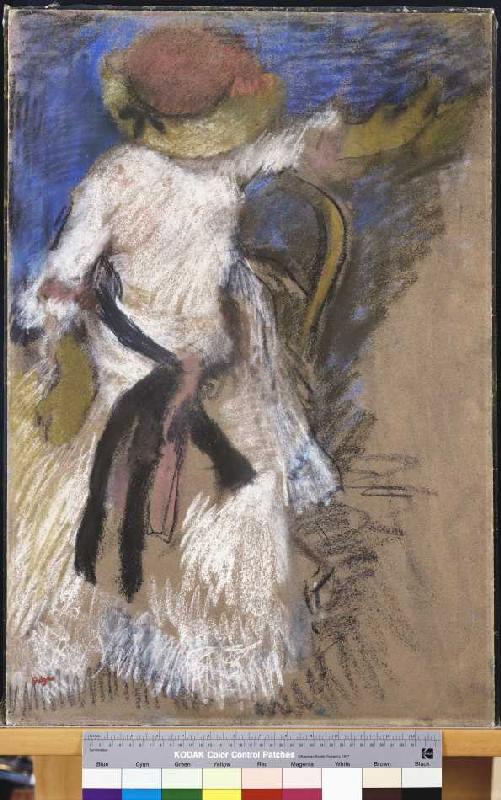 Sedentary lady in a white dress a Edgar Degas