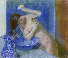 Young woman at her toilet