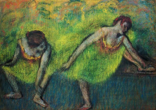 Two dancers relaxing (pastel) a Edgar Degas