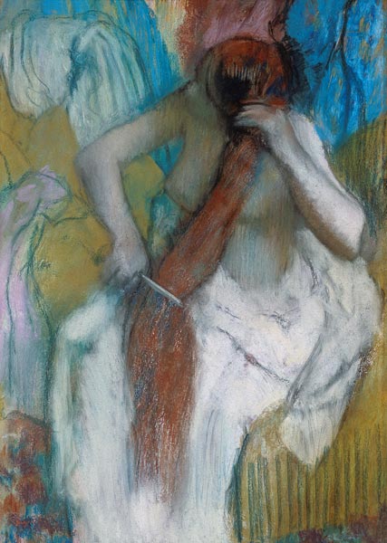 Woman Combing her Hair a Edgar Degas