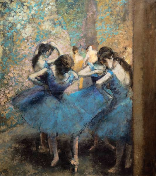 Ballerine in blu - olio su tela di Edgar Degas riproduzione stampata o  copia dipinta a mano e ad olio su tela