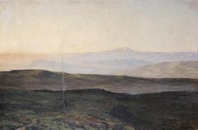 View of the Pyrenees from Plague (oil on canvas)