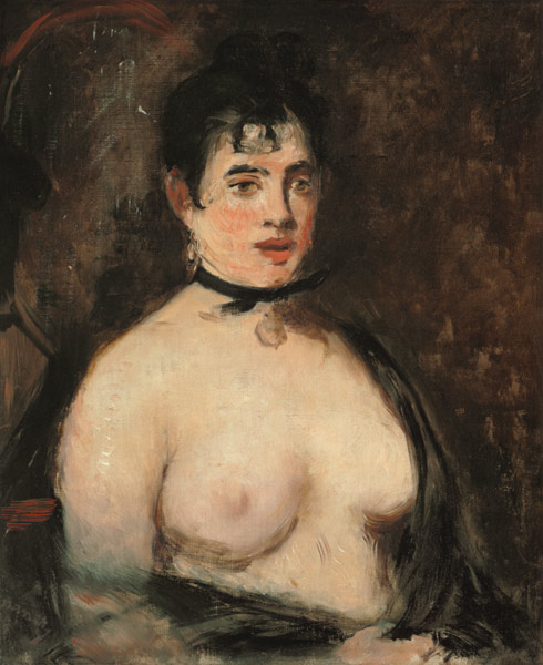 Brunette with bare breasts a Edouard Manet