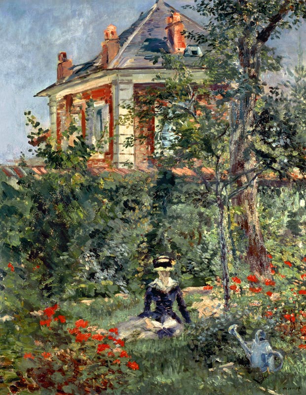 Marguerite in the garden of Bellevue a Edouard Manet