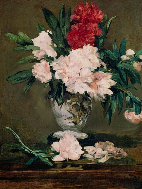 Vase with Whitsun roses, Vase de pivoines a Edouard Manet