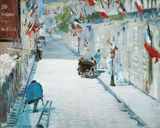 Rue Mosnier with Flags a Edouard Manet