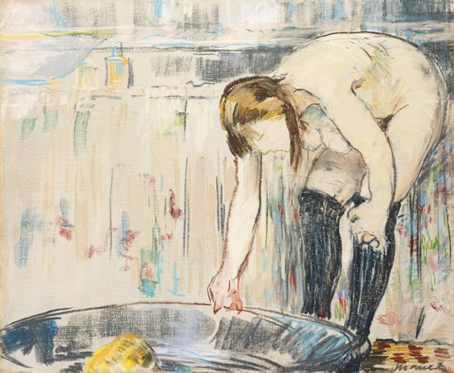 Femme au tub a Edouard Manet