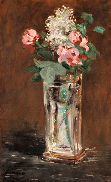 Flowers in a crystal vase a Edouard Manet