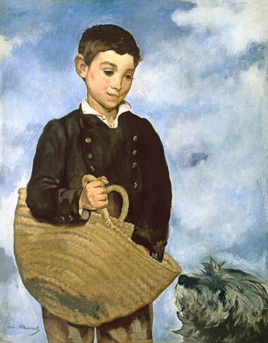 Boy with basket and dog. a Edouard Manet