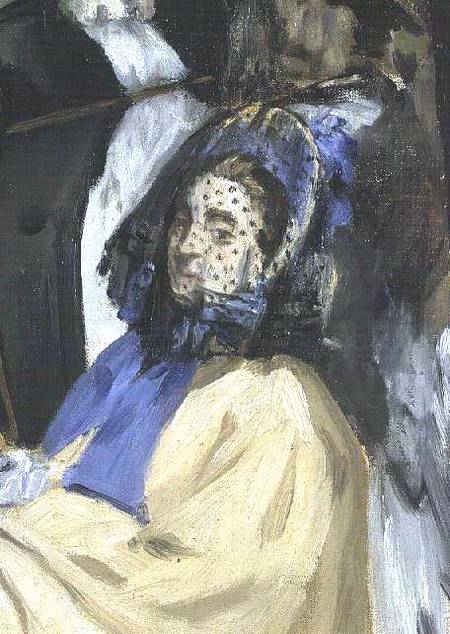 Music in the Tuileries Gardens, detail of a veiled woman a Edouard Manet