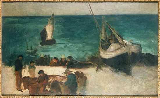 Seascape at Berck, Fishing Boats and Fishermen, 1872-73 a Edouard Manet