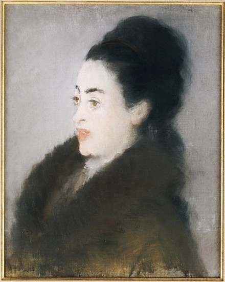 Woman in a Fur Coat in Profile, 1879 (oil & pastel on canvas) a Edouard Manet
